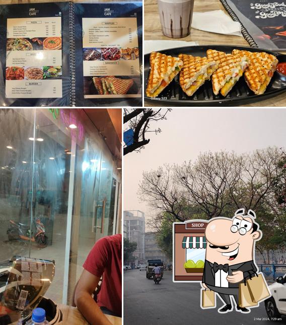 Check out the image depicting exterior and interior at Jam Street Cafe