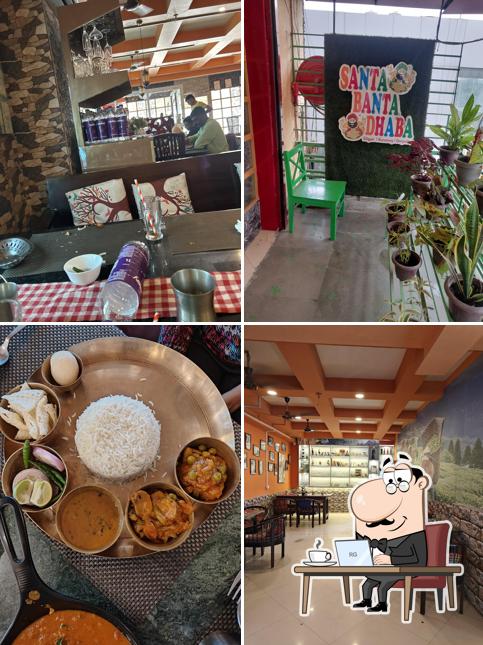 Take a seat at one of the tables at Santa Banta Dhaba