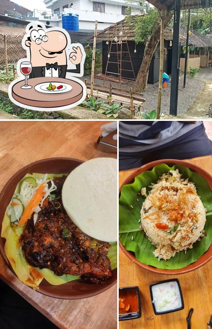The image of food and exterior at Cafe Angadi