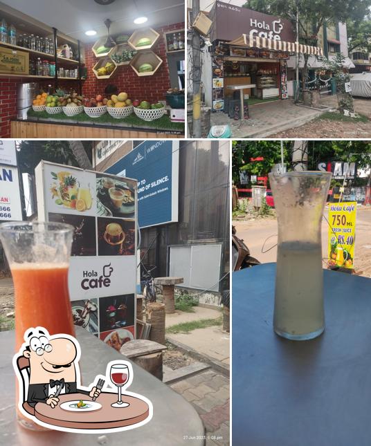 Take a look at the image depicting food and interior at Hola Cafe