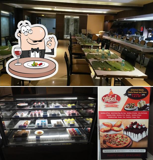 Take a look at the photo displaying food and interior at Hotel Shaans