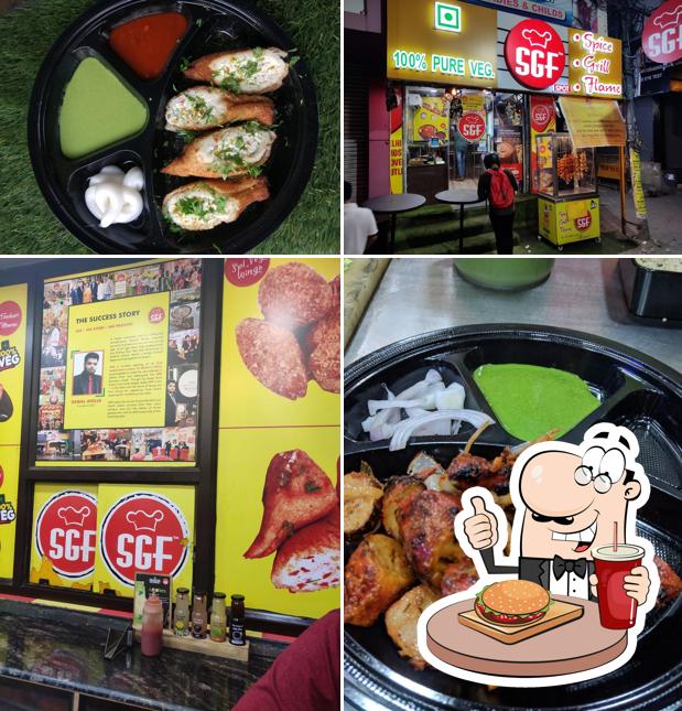 Get a burger at SGF Spice Grill Flame