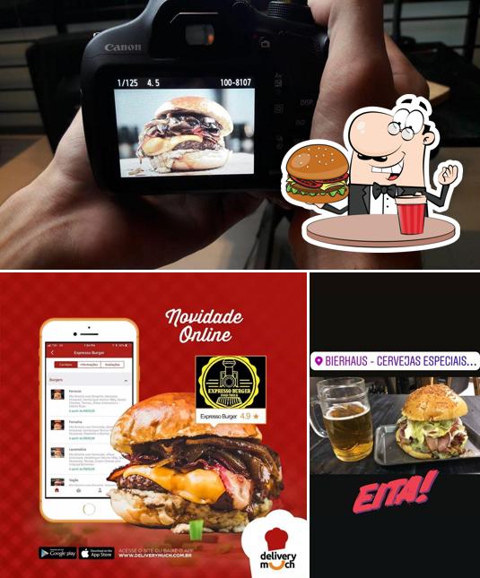 Peça um dos hambúrgueres disponíveis no Expresso Burger