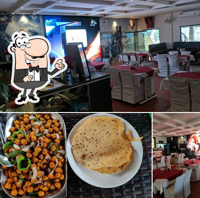 The restaurant's interior and food