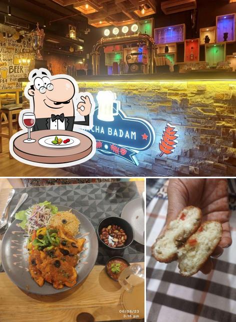 Check out the image showing food and interior at Kacha Badam - Microbrewery