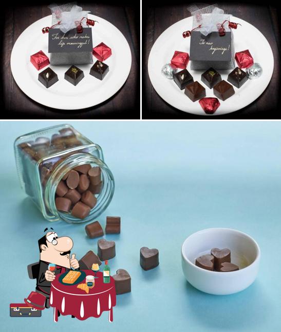 The Twenty Handmade Chocolates serves a selection of desserts