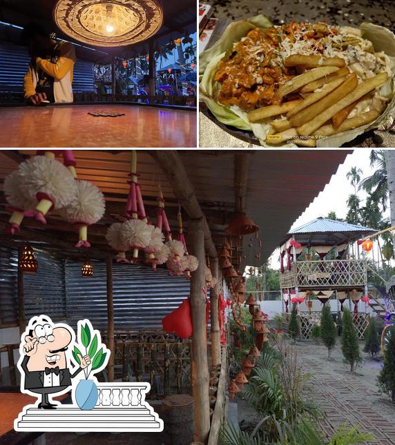 The restaurant's exterior and food