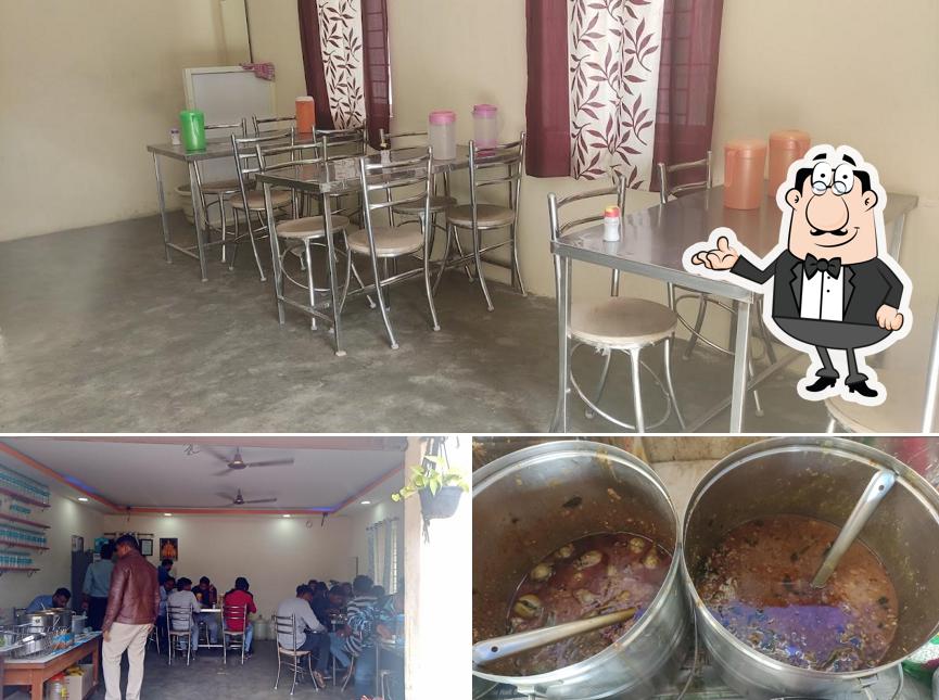 The restaurant's interior and food