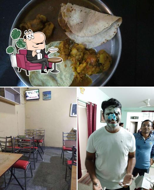 The restaurant's interior and food