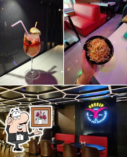 Among different things one can find interior and beverage at Gossip Sky Bar and Resto