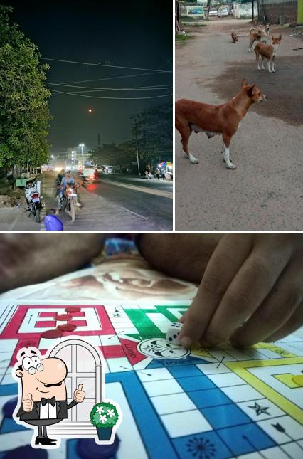 The restaurant's exterior and food