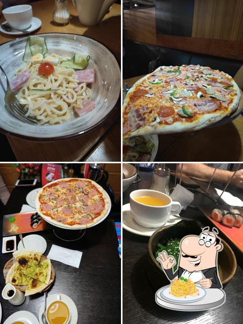 Spaghetti carbonara at Planeta Sushi