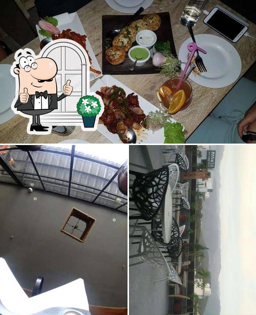 The photo of exterior and food at Brew Factory