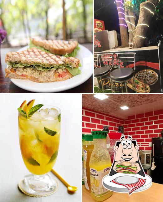 Club sandwich at The Hot Wingz burger cafe