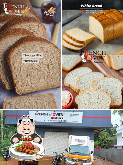 Take a look at the picture displaying food and exterior at French Oven