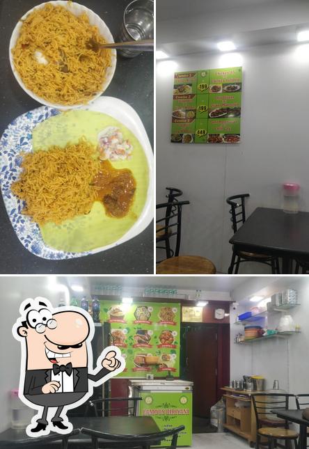 The restaurant's interior and food