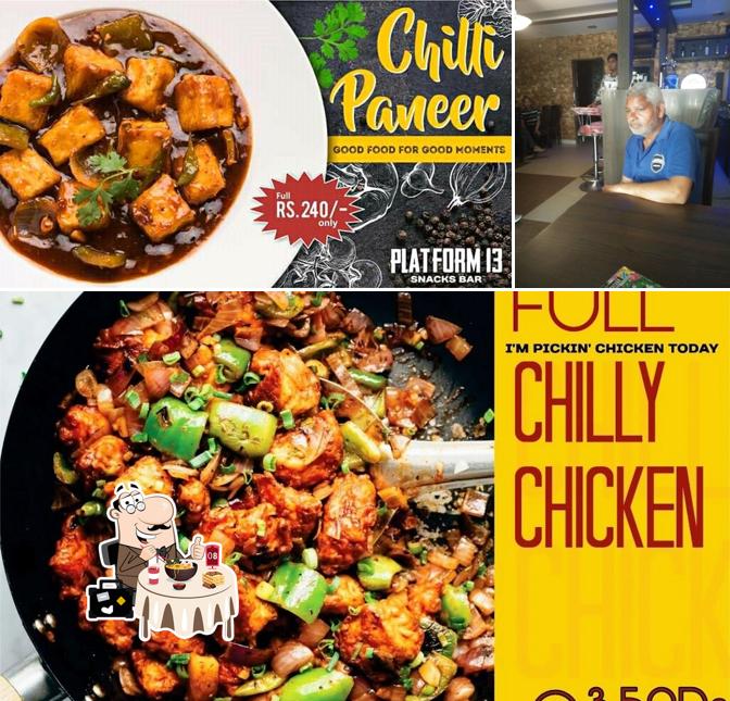 Check out the image showing food and interior at Platform 13