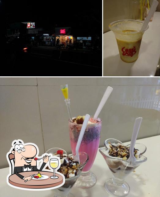 The picture of food and exterior at LASSI SHOP