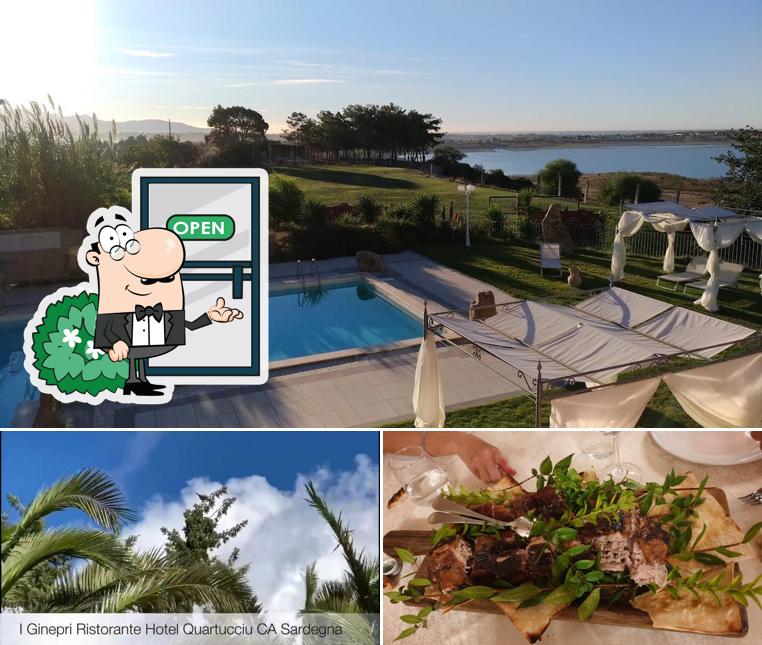 La esterno e cibo del ristorante