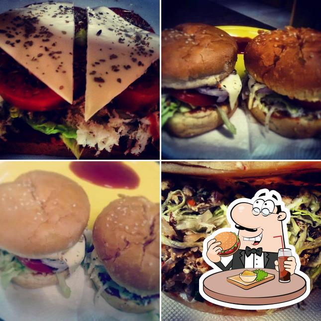 Order a burger at Blue Moon Cafe