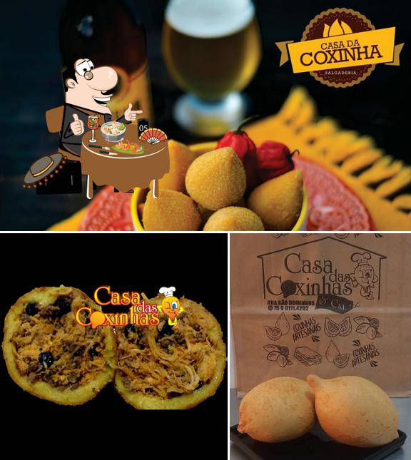 Entre diferentes coisas, comida e cerveja podem ser encontrados a Casa da Coxinha Salgaderia - Salgados e Churros para festas à pronta entrega