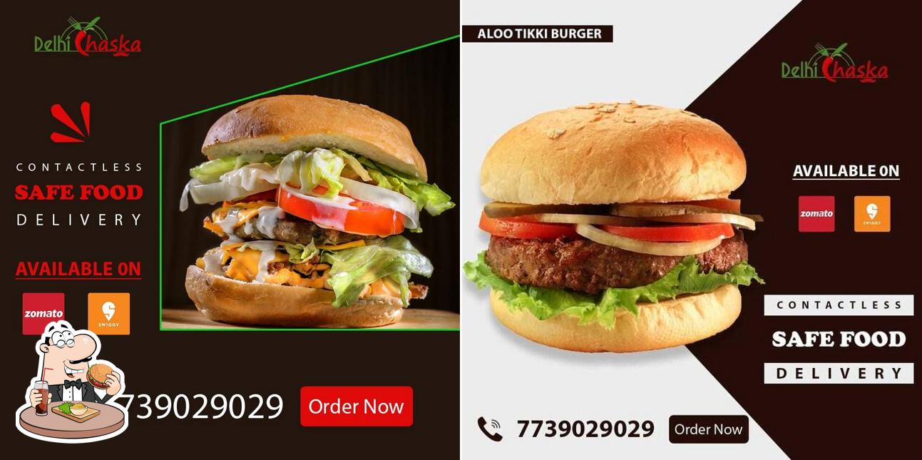 Try out a burger at Delhi Chaska