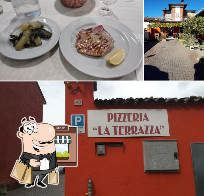 Dai un’occhiata alla immagine che mostra la esterno e cibo di Ristorante Pizzeria La Terrazza da Gaetano