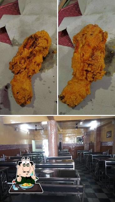 Among different things one can find food and interior at Mughal darbar family restaurant