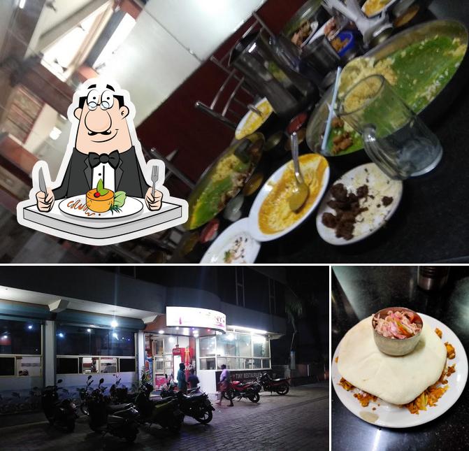 Take a look at the photo displaying food and exterior at Tiny Restaurant