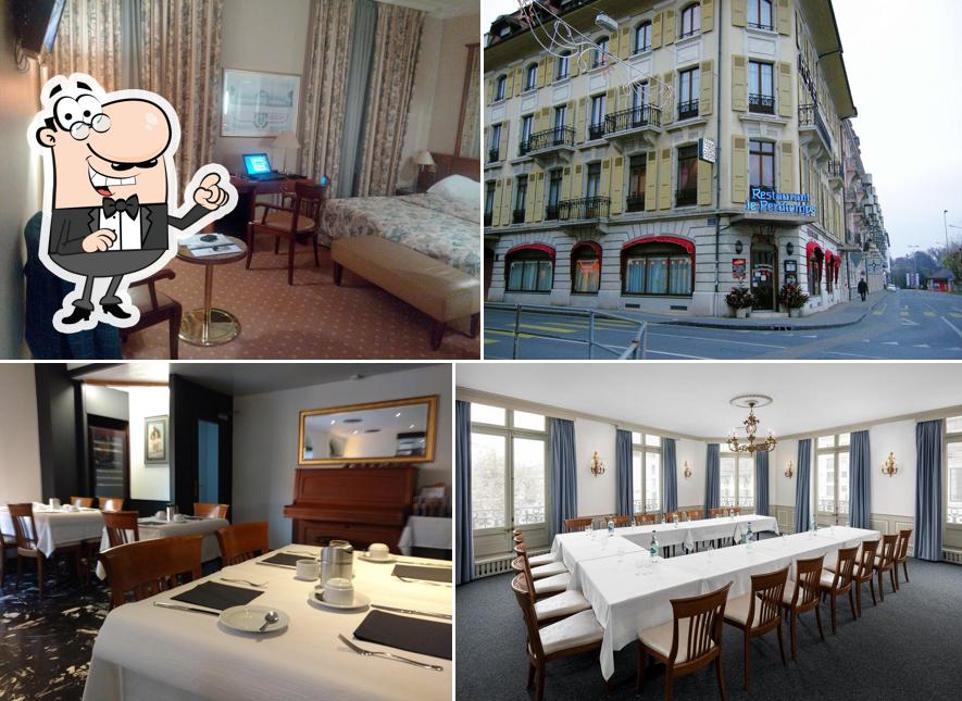 Siediti a un tavolo di Hôtel des Alpes et Restaurant Le Perdtemps
