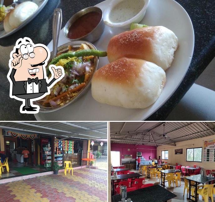 Among different things one can find interior and food at Hotel Muktai Garden