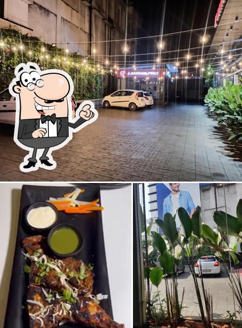 The restaurant's exterior and food