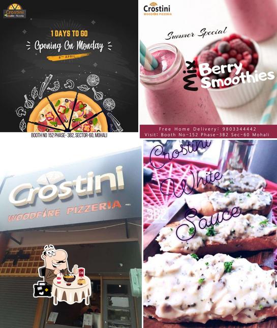 Food at Crostini Woodfire Pizza