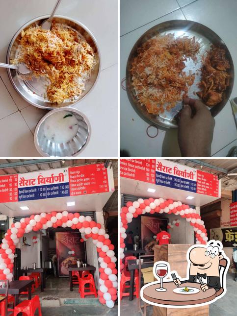 Take a look at the image depicting food and interior at Sairat Biryani