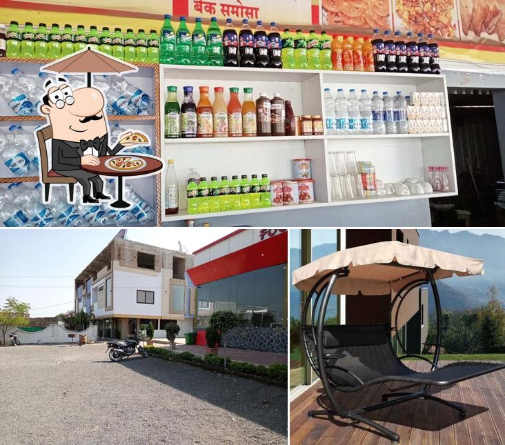 Take a look at the photo showing exterior and food at Shree Ram Hotel