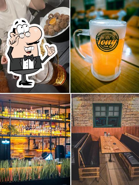 Dê uma olhada a ilustração mostrando interior e comida no Botequim do Dinei