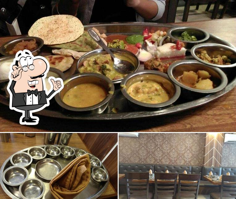 Take a seat at one of the tables at Rajasthali