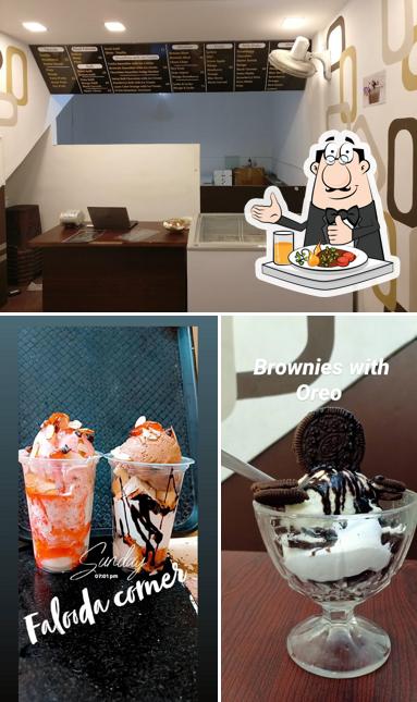 Take a look at the image depicting food and interior at Falooda Corner
