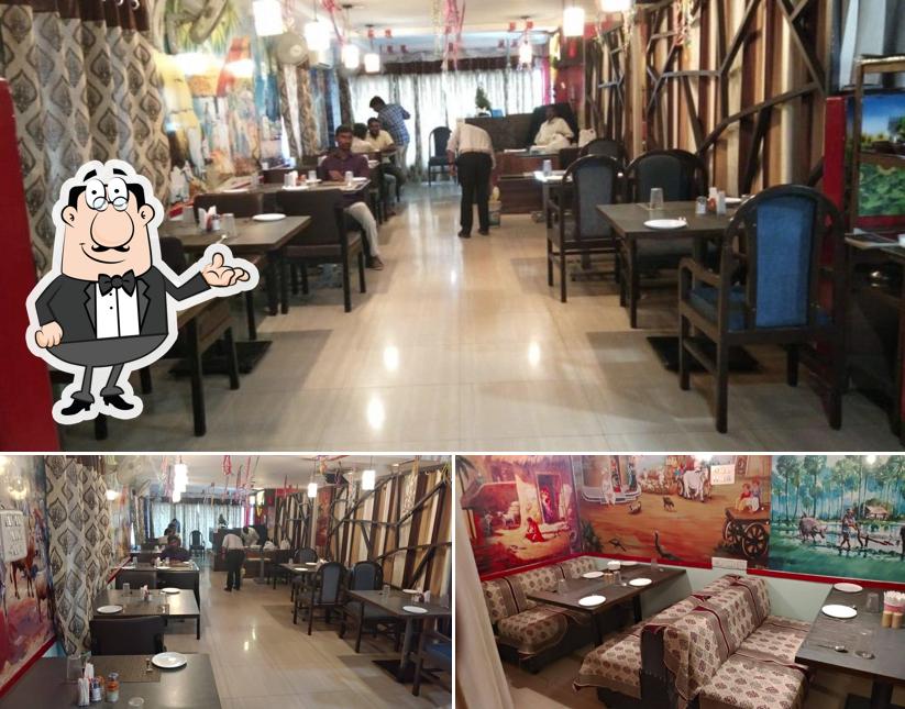 The restaurant's interior and food