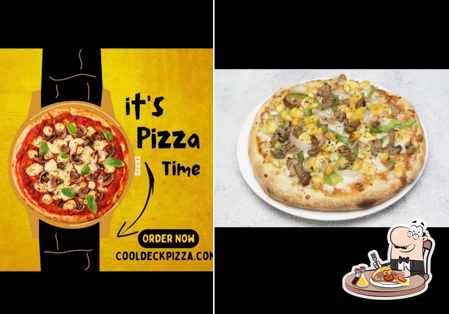 Order pizza at Cool Deck Coffee