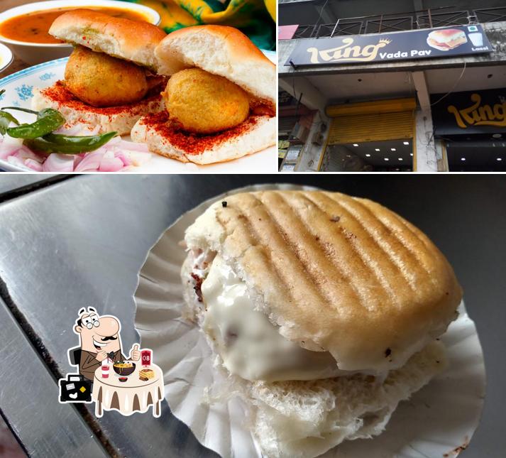 This is the picture displaying food and exterior at King Vada Pav and samosa