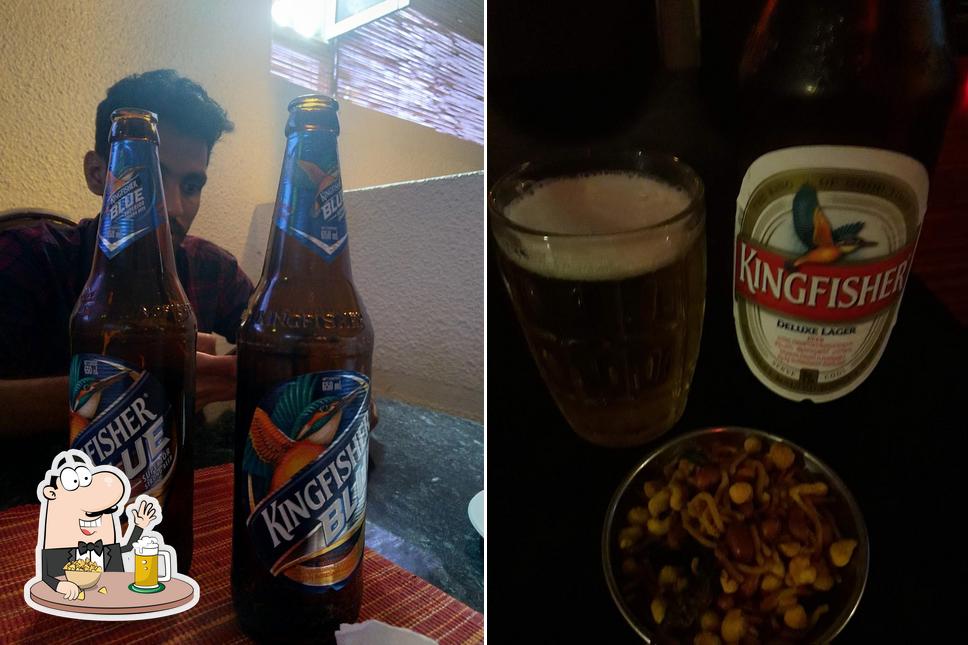 You can get a glass of light or dark beer