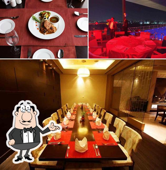 Among different things one can find interior and food at Horizon - Sayaji Hotel