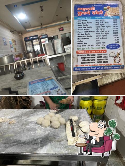 The image of interior and food at Jai shree krishna Amritsari Kulche Chole