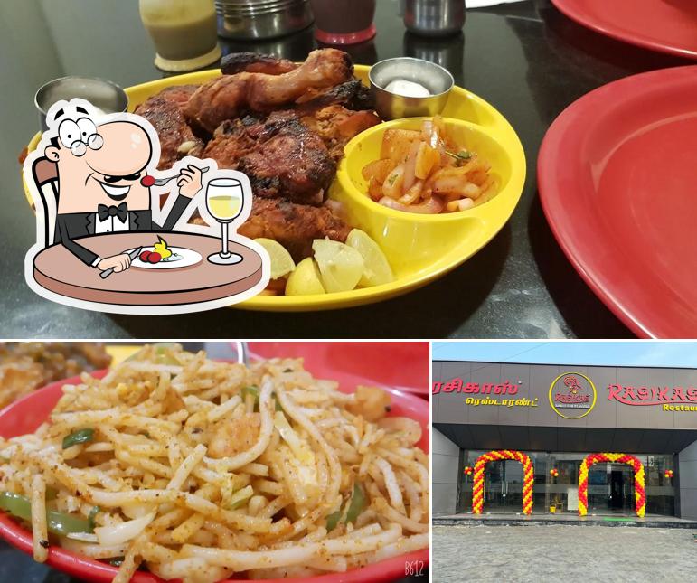 The picture of food and exterior at Rasikas Restaurant