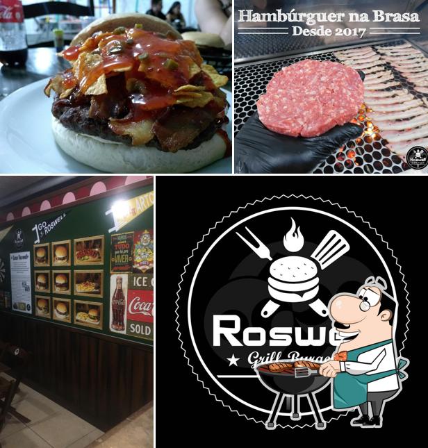 Prove refeições de carne no Roswell Grill Burger