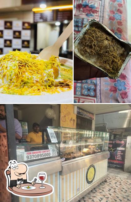 The image of food and interior at Super Samosa