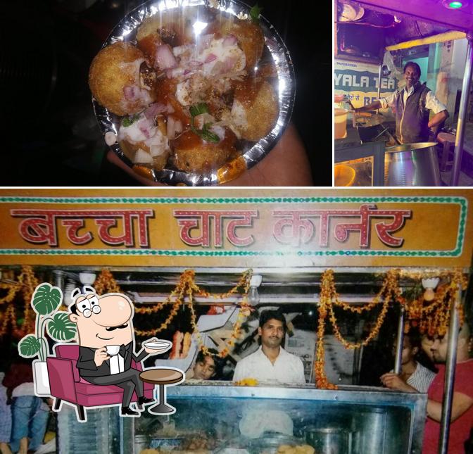 This is the picture showing interior and food at Baccha Chaat Corner