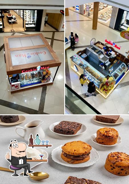 The restaurant's interior and dessert
