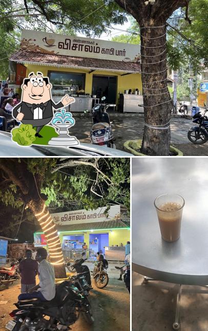 The photo of exterior and food at Vishalam coffee bar